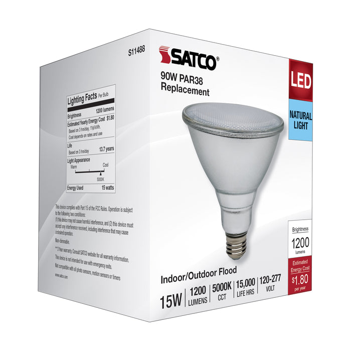 SATCO/NUVO 15W PAR38 LED 5000K Medium Base 120-277V 90 CRI (S11488)