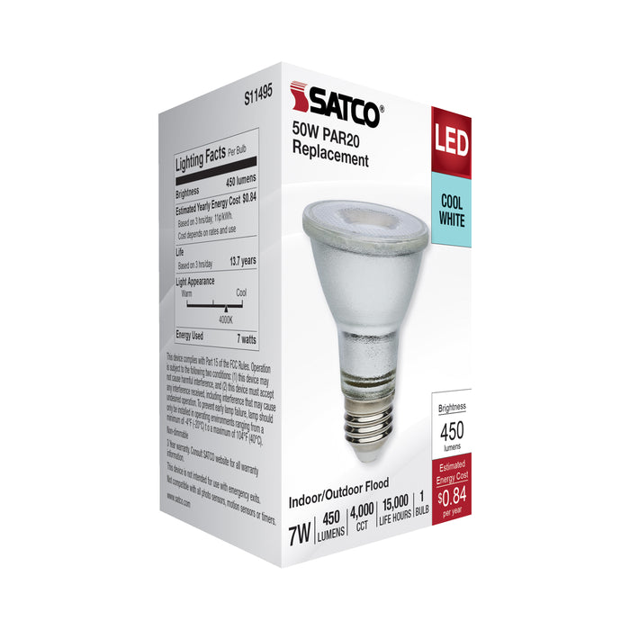 SATCO/NUVO 7W Economy LED PAR20 4000K 35 Degree Beam Angle Medium Base 120-277V Silver Finish (S11495)