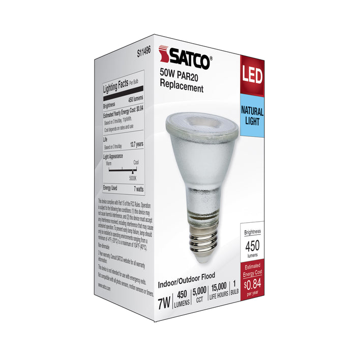SATCO/NUVO 7W Economy LED PAR20 5000K 35 Degree Beam Angle Medium Base 120-277V Silver Finish (S11496)