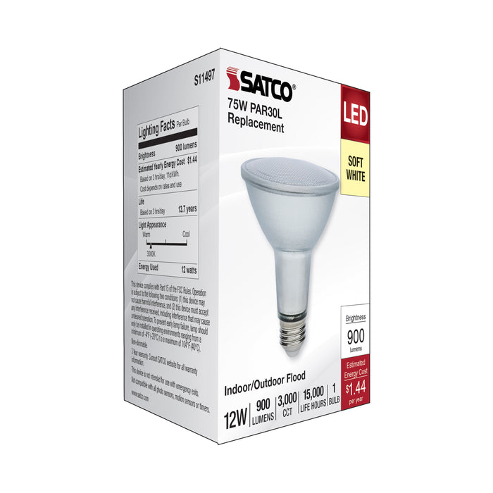 SATCO/NUVO 12W Economy LED PAR30LN 3000K 35 Degree Beam Angle Medium Base 120-277V Silver Finish (S11497)