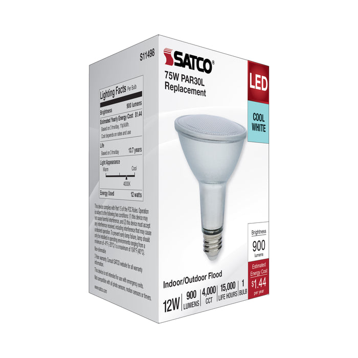 SATCO/NUVO 12W Economy LED PAR30LN 4000K 35 Degree Beam Angle Medium Base 120-277V Silver Finish (S11498)