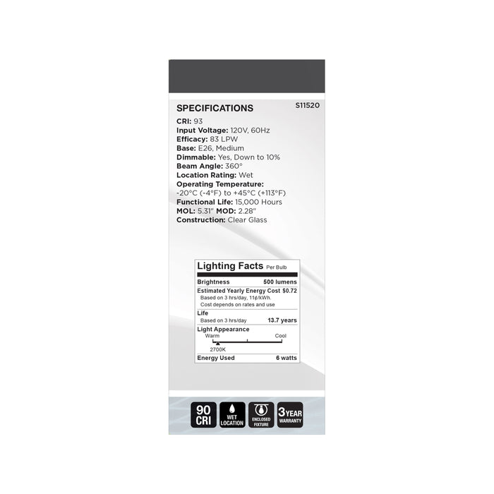 SATCO/NUVO 6W LED Flex Gray Coil Filament ST19 2700K 500Lm 120V Dimmable Medium E26 Base Clear (S11520)