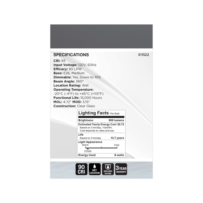 SATCO/NUVO 6W LED Flex Gray Coil Filament G25 2700K 500Lm 120V Dimmable Medium E26 Base Clear (S11522)