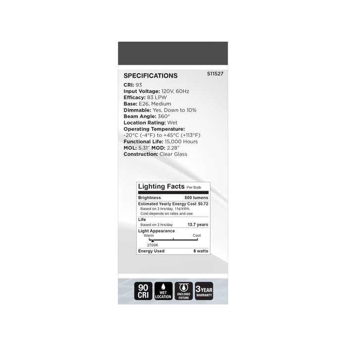 SATCO/NUVO 6W LED Flex Gray Filament ST19 Loop 2700K 500Lm 120V Dimmable Medium E26 Base Clear (S11527)