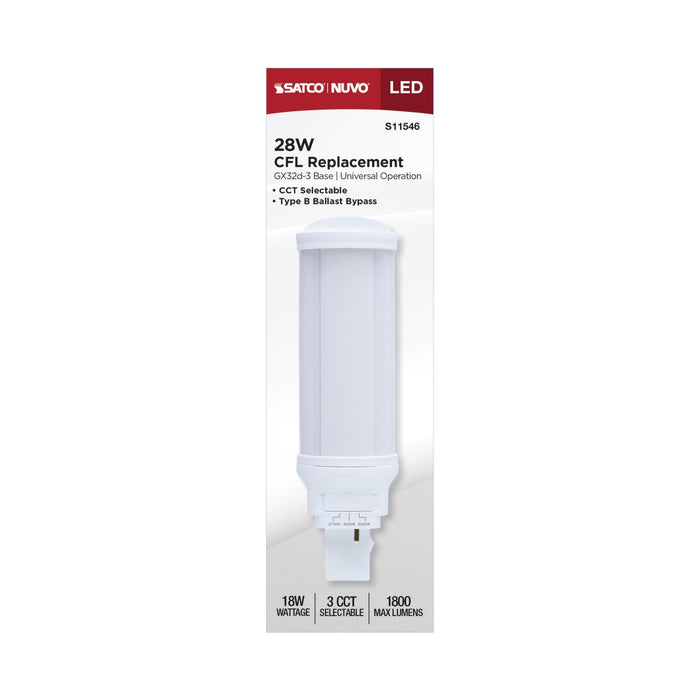 SATCO/NUVO 18W LED PL Bulb GX32d-3 Base CCT Selectable 2700K/4000K/5000K 1800Lm Non-Dimmable Frost (S11546)