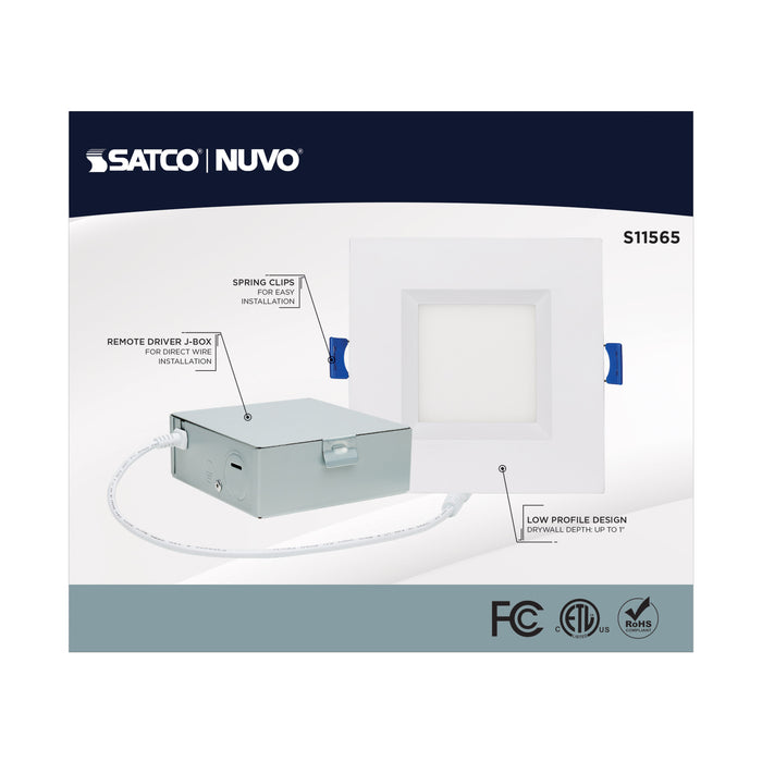 SATCO/NUVO 9W LED Direct Wire Low Profile Regress Baffle Downlight 4 Inch Square Starfish IOT Tunable White And RGB 120V 90 CRI White Finish (S11565)