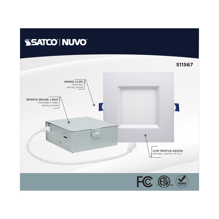 SATCO/NUVO 12W LED Direct Wire Low Profile Regress Baffle Downlight 6 Inch Square Starfish IOT Tunable White And RGB 120V 90 CRI White Finish (S11567)