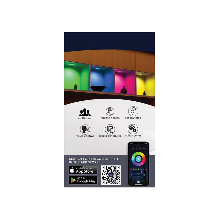 SATCO/NUVO 10.5W LED Retrofit Downlight 4 Inch Round Starfish IOT RGB/Tunable White 120V 90 CRI White Finish (S11568)