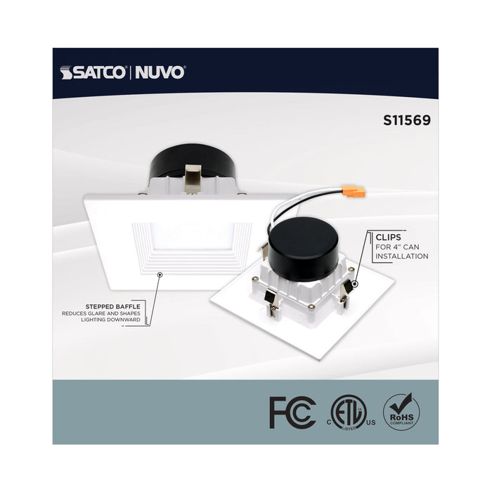SATCO/NUVO 10.5W LED Retrofit Downlight 4 Inch Square Starfish IOT RGB/Tunable White 120V 90 CRI White Finish (S11569)