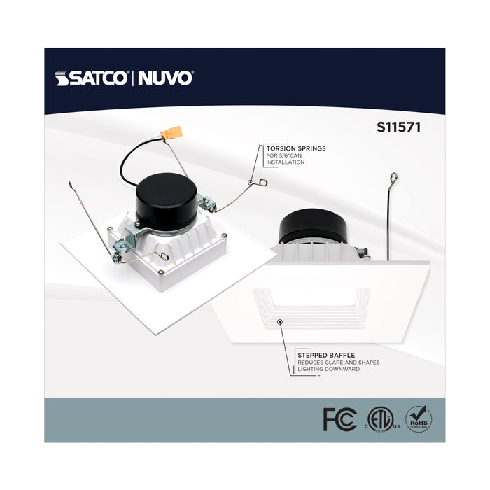 SATCO/NUVO 13W LED Retrofit Downlight 5-6 Inch Square Starfish IOT RGB/Tunable White 120V 90 CRI White Finish (S11571)