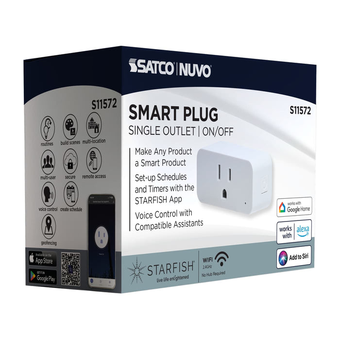 SATCO/NUVO Starfish On/Off Smart Plug 15A White (S11572)