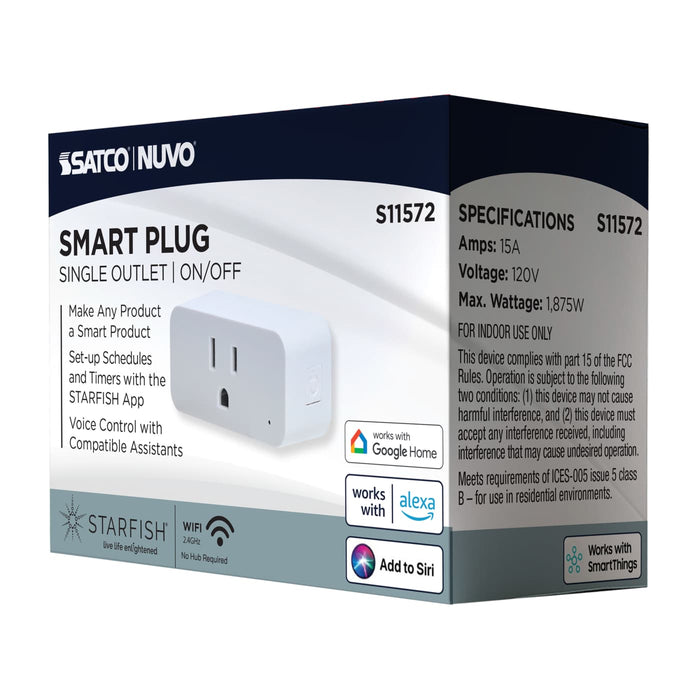 SATCO/NUVO Starfish On/Off Smart Plug 15A White (S11572)