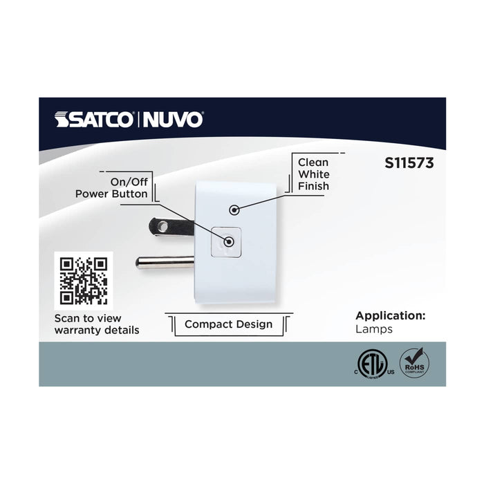 SATCO/NUVO Starfish Dimmable Smart Plug 15A White (S11573)
