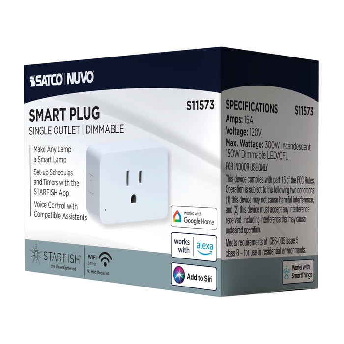 SATCO/NUVO Starfish Dimmable Smart Plug 15A White (S11573)