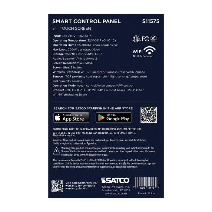 SATCO/NUVO Starfish 5 Inch In-Wall Control Panel (S11575)