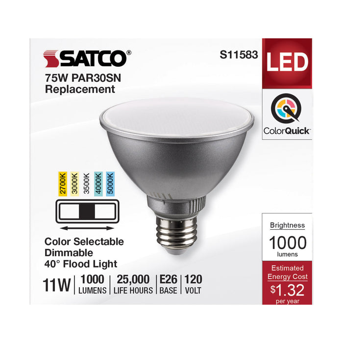 SATCO/NUVO LED CCT Selectable PAR30 Lamp 11W 1000Lm CCT Selectable 2700K/3000K/3500K/4000K/5000K 120V 90 CRI Dimmable (S11583)