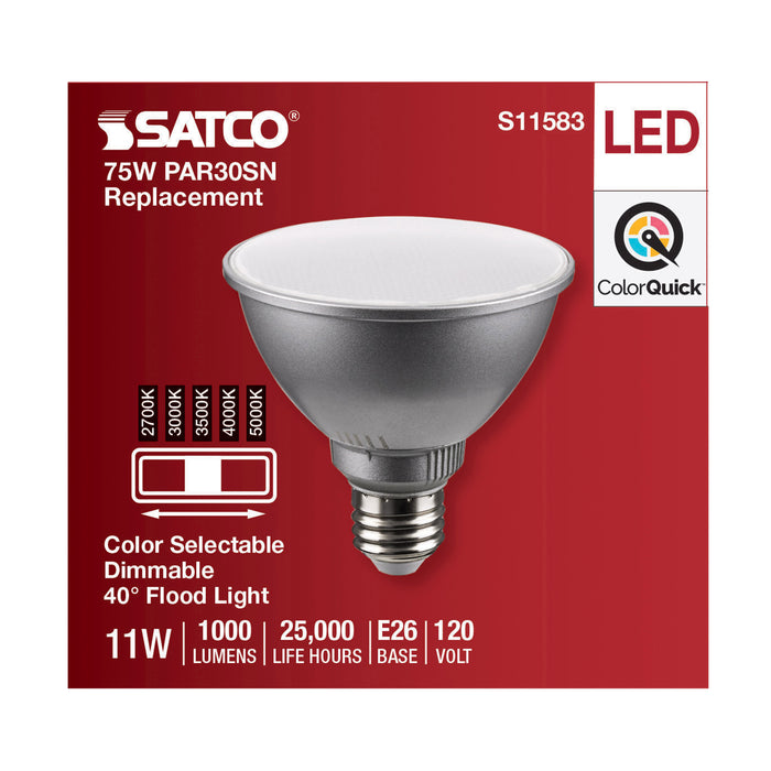 SATCO/NUVO LED CCT Selectable PAR30 Lamp 11W 1000Lm CCT Selectable 2700K/3000K/3500K/4000K/5000K 120V 90 CRI Dimmable (S11583)