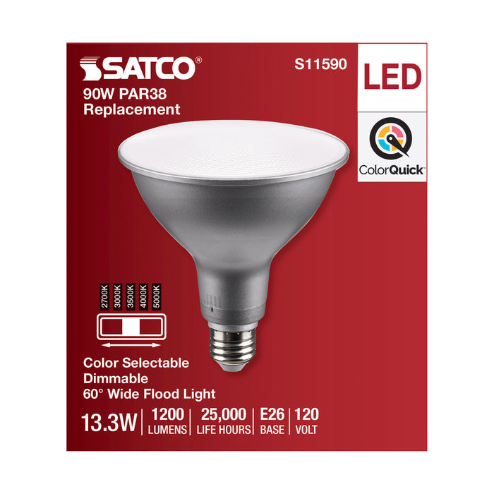 SATCO/NUVO LED CCT Selectable PAR38 Lamp 13.3W 1200Lm CCT Selectable 2700K/3000K/3500K/4000K/5000K 120V 90 CRI Dimmable (S11590)