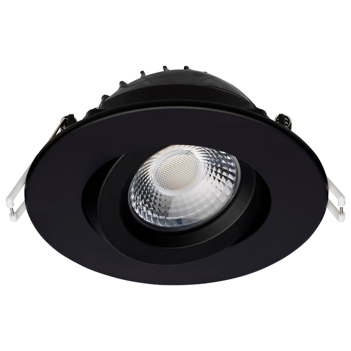 SATCO/NUVO 12W LED Direct Wire Downlight Gimbaled 4 Inch CCT Selectable Round Remote Driver Black Finish 850Lm 120V (S11619R1)