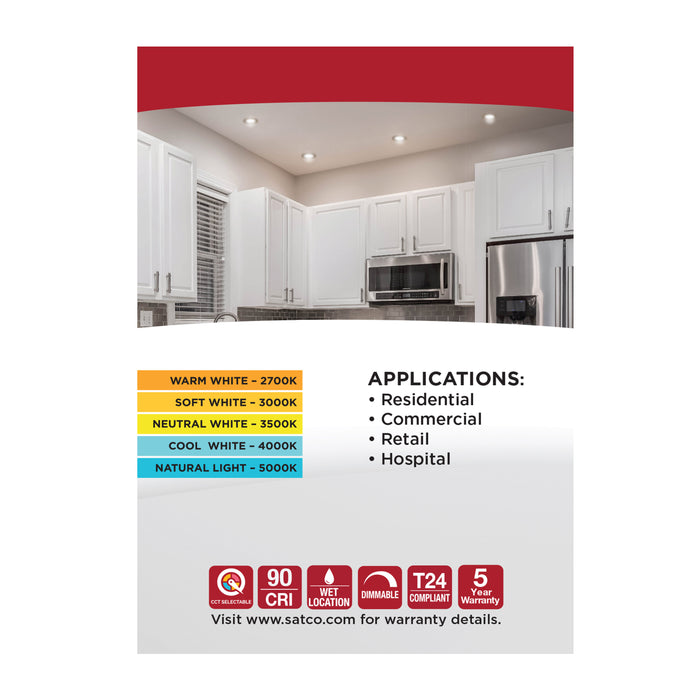 SATCO/NUVO 12W LED Direct Wire Downlight Gimbaled 4 Inch CCT Selectable Round Remote Driver Brushed Nickel Finish 850Lm 120V (S11620R1)