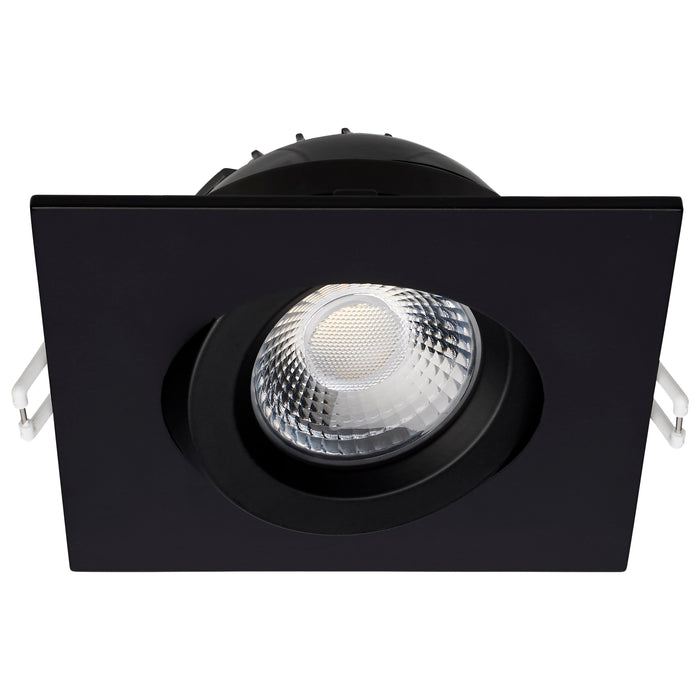 SATCO/NUVO 12W LED Direct Wire Downlight Gimbaled 4 Inch CCT Selectable Square Remote Driver Black Finish 850Lm 120V (S11622R1)
