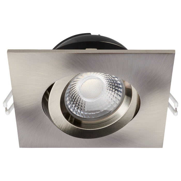 SATCO/NUVO 12W LED Direct Wire Downlight Gimbaled 4 Inch CCT Selectable Square Remote Driver Brushed Nickel Finish 850Lm 120V (S11623R1)