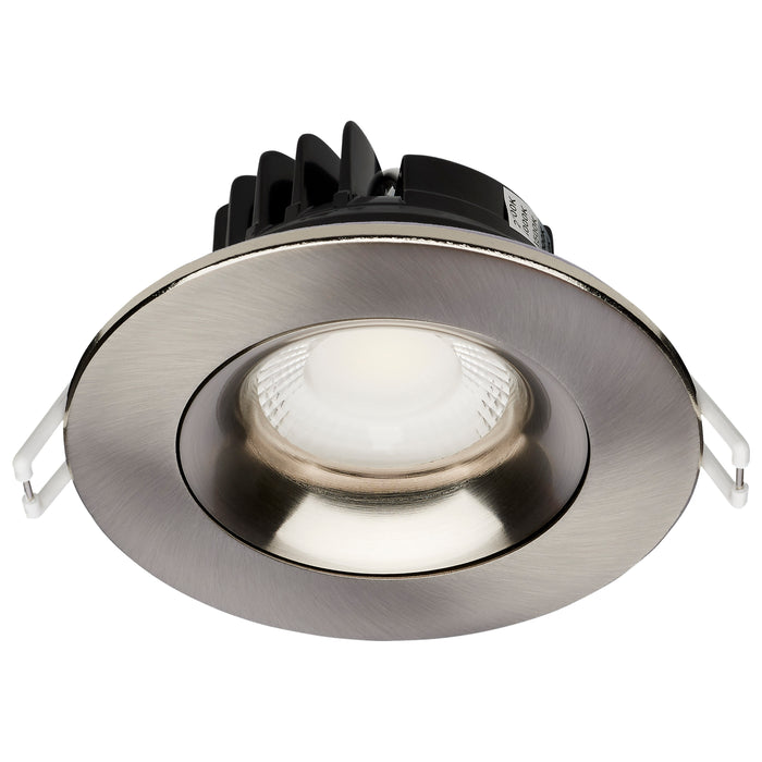 SATCO/NUVO 12W LED Direct Wire Downlight Gimbaled 3.5 Inch CCT Selectable Round Remote Driver Brushed Nickel Finish 840Lm 120V (S11626R1)