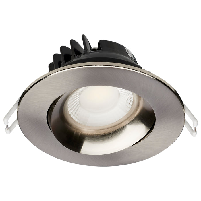 SATCO/NUVO 12W LED Direct Wire Downlight Gimbaled 3.5 Inch CCT Selectable Round Remote Driver Brushed Nickel Finish 840Lm 120V (S11626R1)