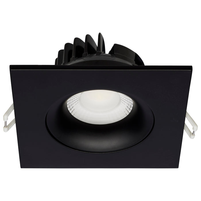 SATCO/NUVO 12W LED Direct Wire Downlight Gimbaled 3.5 Inch CCT Selectable Square Remote Driver Black Finish 840Lm 120V (S11628R1)