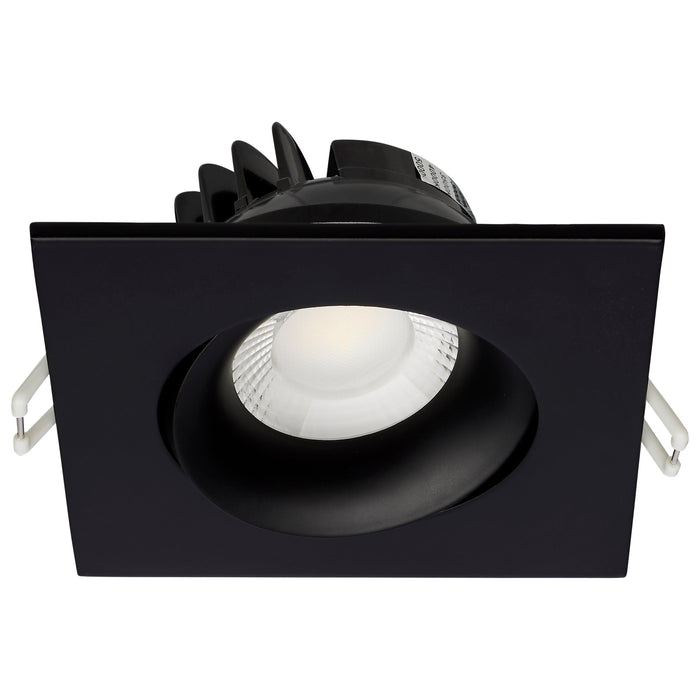 SATCO/NUVO 12W LED Direct Wire Downlight Gimbaled 3.5 Inch CCT Selectable Square Remote Driver Black Finish 840Lm 120V (S11628R1)