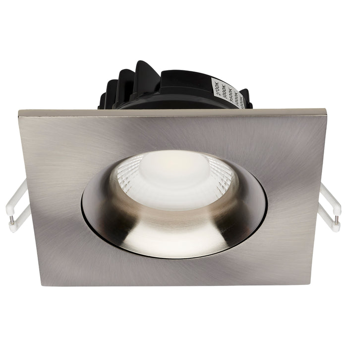 SATCO/NUVO 12W LED Direct Wire Downlight Gimbaled 3.5 Inch CCT Selectable Square Remote Driver Brushed Nickel Finish 840Lm 120V (S11629R1)