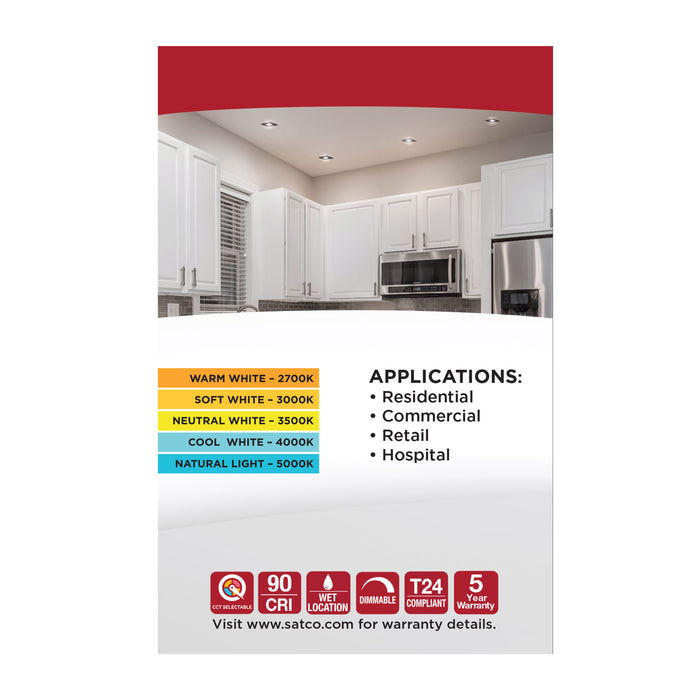 SATCO/NUVO 12W LED Direct Wire Downlight Gimbaled 3.5 Inch CCT Selectable Square Remote Driver Brushed Nickel Finish 840Lm 120V (S11629R1)