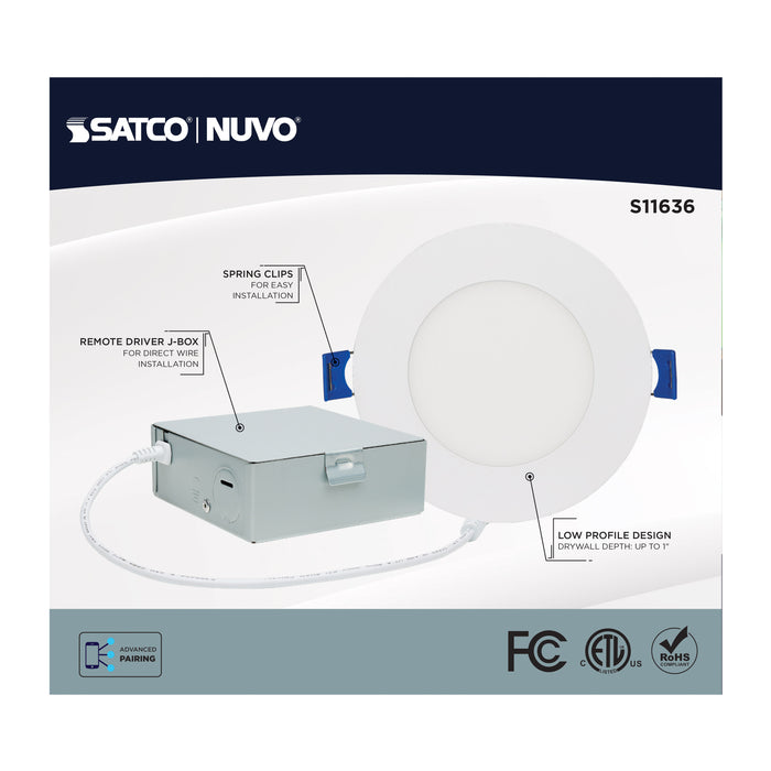 SATCO/NUVO Starfish 8W LED Direct Wire Downlight 4-Inch Remote Driver RGBTW Round White Finish (S11636)