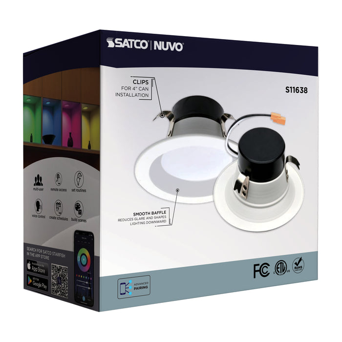 SATCO/NUVO Starfish 8W LED Retrofit Downlight 4 Inch RGBTW Round White Finish (S11638)
