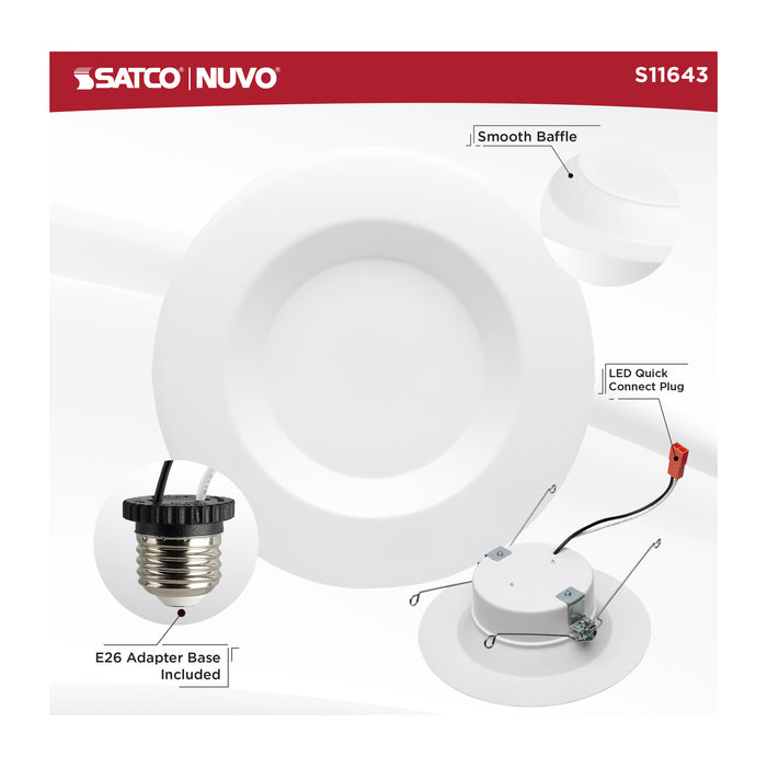SATCO/NUVO 12.5W LED Downlight Retrofit 5-6 Inch 3000K 120V Dimmable White Finish (S11643)