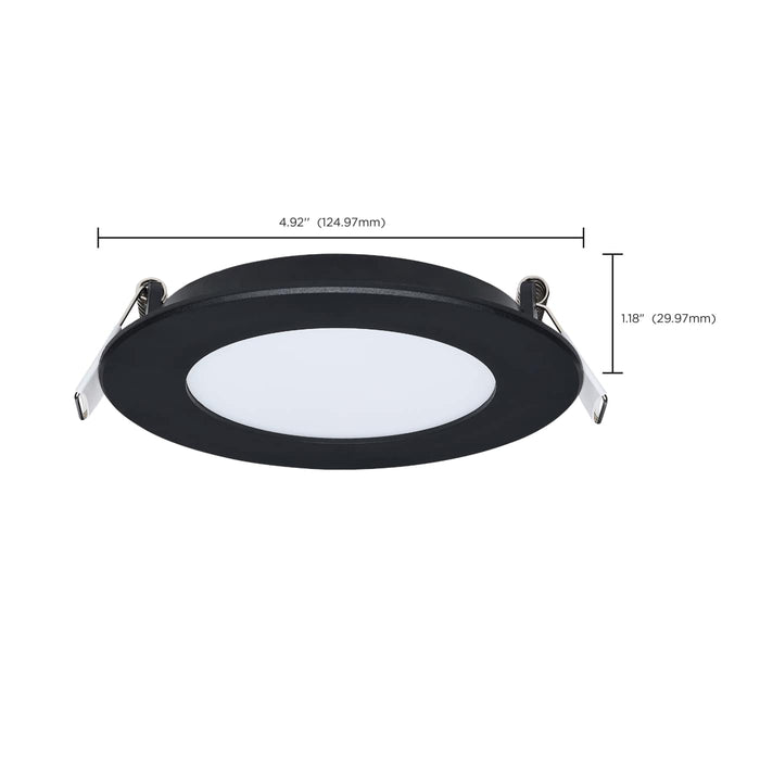 SATCO/NUVO 8W LED Direct Wire Downlight Remote Driver 4 Inch Round CCT Selectable 2700K/3000K/3500K/4000K/5000K 120V Dimmable Flat Face Black (S11685)