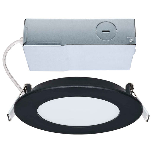 SATCO/NUVO 8W LED Direct Wire Downlight Remote Driver 4 Inch Round CCT Selectable 2700K/3000K/3500K/4000K/5000K 120V Dimmable Flat Face Black (S11685)