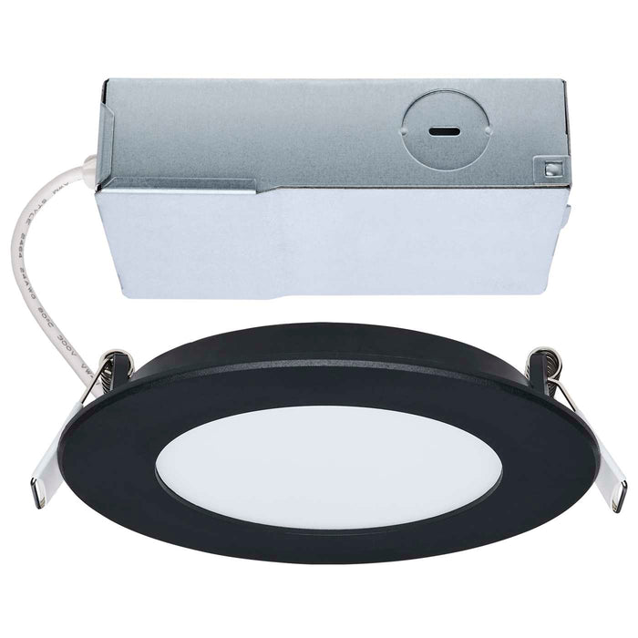 SATCO/NUVO 8W LED Direct Wire Downlight Remote Driver 4 Inch Round CCT Selectable 2700K/3000K/3500K/4000K/5000K 120V Dimmable Flat Face Black (S11685)