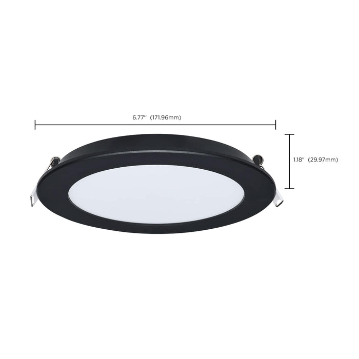 SATCO/NUVO 11W LED Direct Wire Downlight Remote Driver 6 Inch Round CCT Selectable 2700K/3000K/3500K/4000K/5000K 120V Dimmable Flat Face Black (S11686)