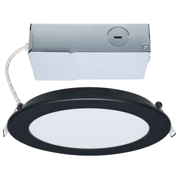 SATCO/NUVO 11W LED Direct Wire Downlight Remote Driver 6 Inch Round CCT Selectable 2700K/3000K/3500K/4000K/5000K 120V Dimmable Flat Face Black (S11686)