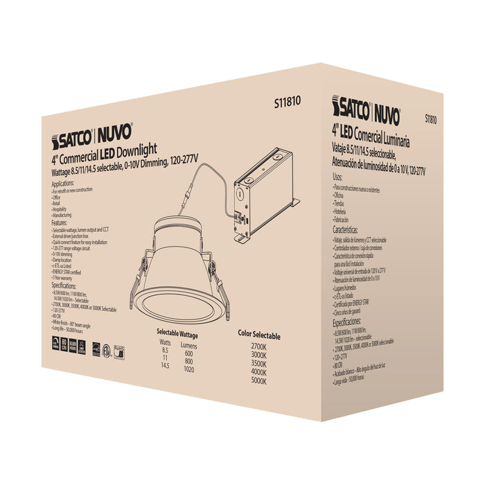 SATCO/NUVO ColorQuick 14.5W Commercial LED Downlight Retrofit 4 Inch CCT And Lumen Adjustable 120-277V (S11810)