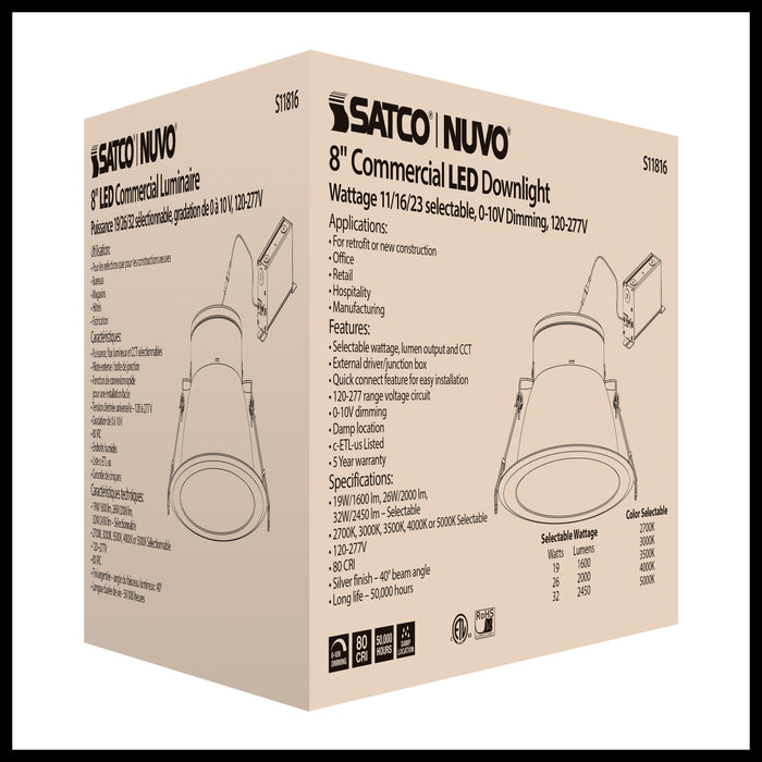 SATCO/NUVO ColorQuick 32W Commercial LED Downlight Retrofit 8 Inch CCT Adjustable 120-277V (S11816)