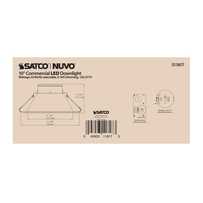 SATCO/NUVO ColorQuick 46W Commercial LED Downlight Retrofit 10 Inch CCT And Lumen Adjustable 120-277V (S11817)