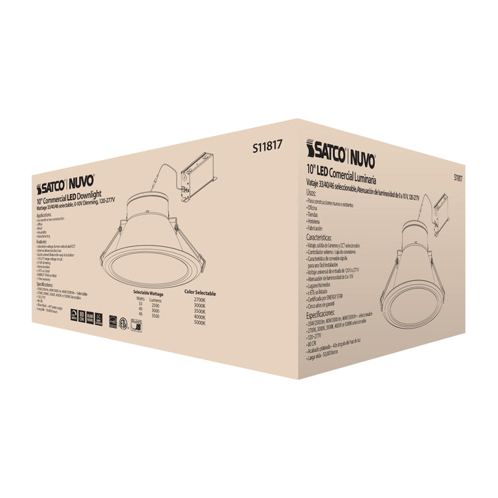 SATCO/NUVO ColorQuick 46W Commercial LED Downlight Retrofit 10 Inch CCT And Lumen Adjustable 120-277V (S11817)