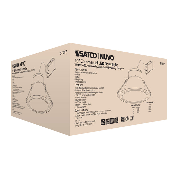 SATCO/NUVO ColorQuick 46W Commercial LED Downlight Retrofit 10 Inch CCT And Lumen Adjustable 120-277V (S11817)
