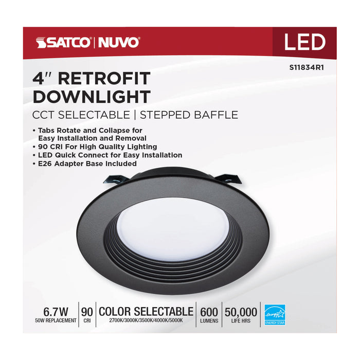 SATCO/NUVO 6.7W LED Downlight Retrofit 4 Inch CCT Selectable 120V Bronze Finish (S11834R1)