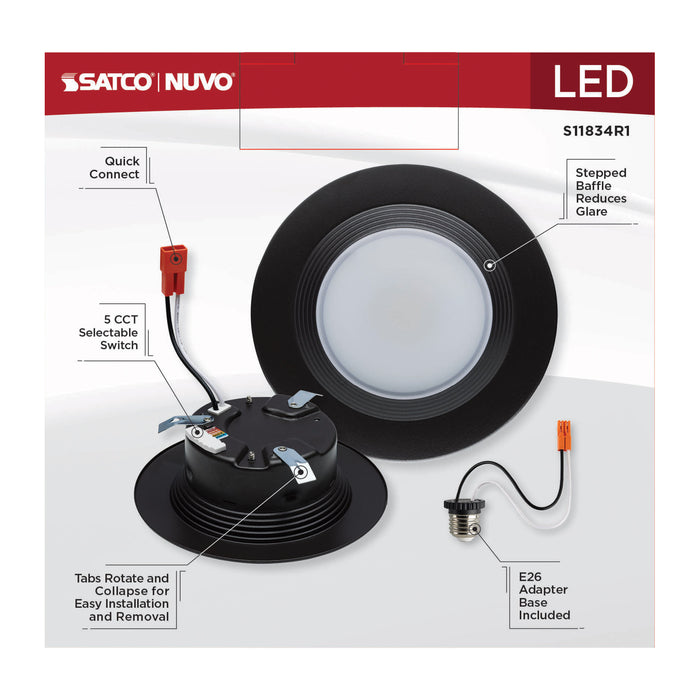 SATCO/NUVO 6.7W LED Downlight Retrofit 4 Inch CCT Selectable 120V Bronze Finish (S11834R1)