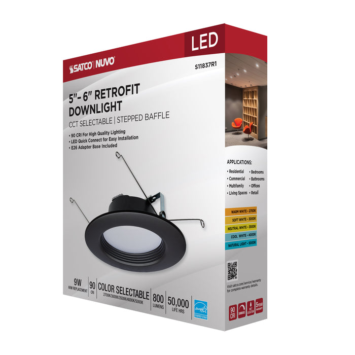 SATCO/NUVO 9W LED Downlight Retrofit 5-6 Inch CCT Selectable 120V Bronze Finish (S11837R1)