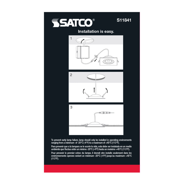 SATCO/NUVO 9W CCT Selectable LED Direct Wire Downlight Gimbaled 4 Inch Square Remote Driver White (S11841)