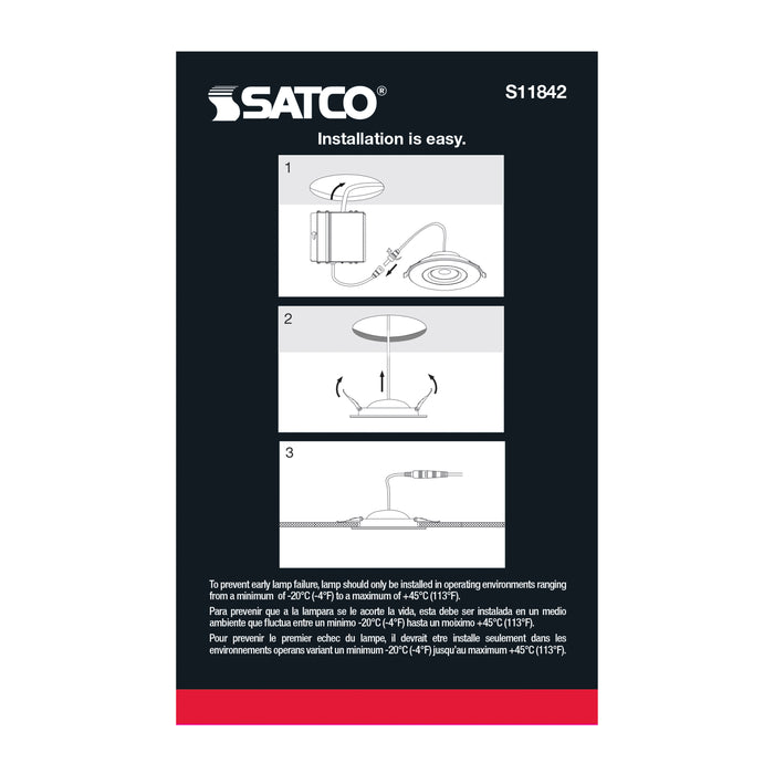 SATCO/NUVO 9W CCT Selectable LED Direct Wire Downlight Gimbaled 4 Inch Round Remote Driver Black (S11842)